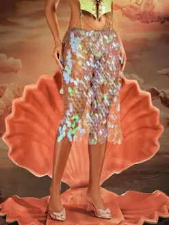 Skirts*Mew Mews Fashion O/S Folami Sequin Chainmail Skirt