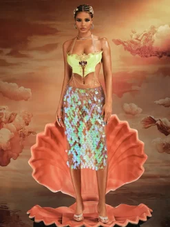 Skirts*Mew Mews Fashion O/S Folami Sequin Chainmail Skirt