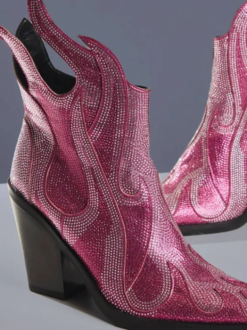 Shoes*Mew Mews Fashion Freidier Fire Crystal Boots