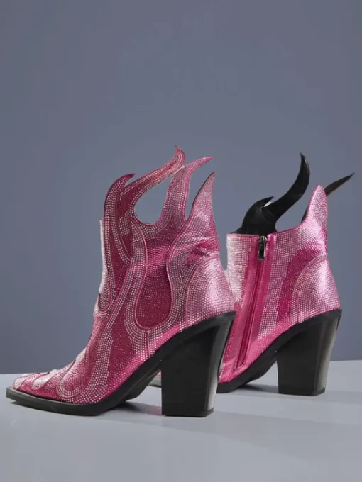 Shoes*Mew Mews Fashion Freidier Fire Crystal Boots