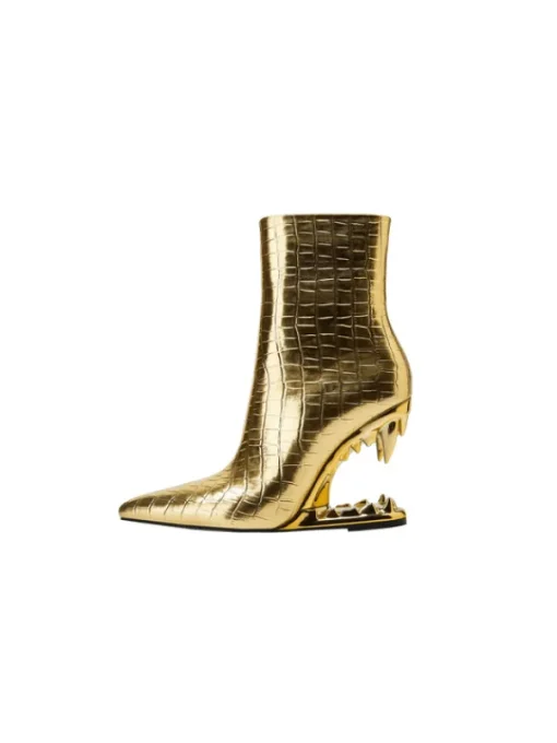 Shoes*Mew Mews Fashion Gale Tiger Tooth Cutout Boots In Gold