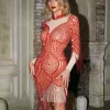 Embellishment | Dresses*Embellishment Garcia Rhinestone Fringe Mesh Dress