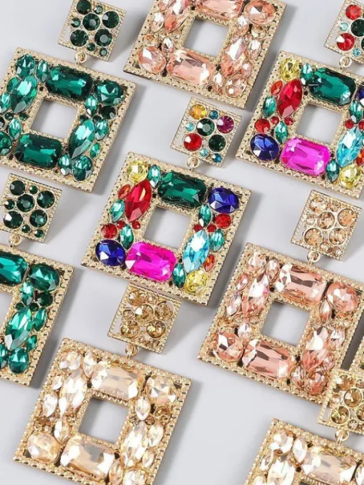 Earrings*Mew Mews Fashion Gem Door Knocker Statement Earrings