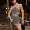 Sets & Co-ords*Mew Mews Fashion Glenn Crystal Chainmail Skirt Set In Black