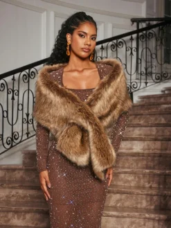 Coats & Jackets*Mew Mews Fashion Günther Faux Fur Wrap