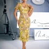 Dresses | Midi Dresses*Mew Mews Fashion Grayson Flower Embroidered Midi Dress In Yellow