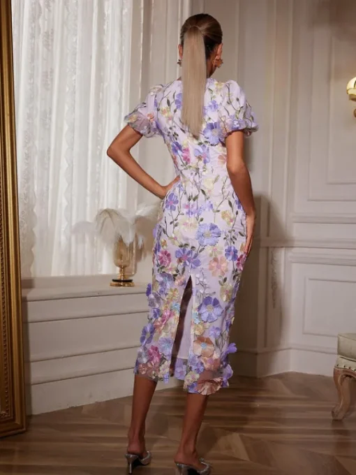 Dresses | Midi Dresses*Mew Mews Fashion Grayson Flower Embroidered Midi Dress In Purple