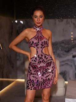 Embellishment | Dresses*Embellishment Grisha Acrylic Embellished Cutout Mini Dress