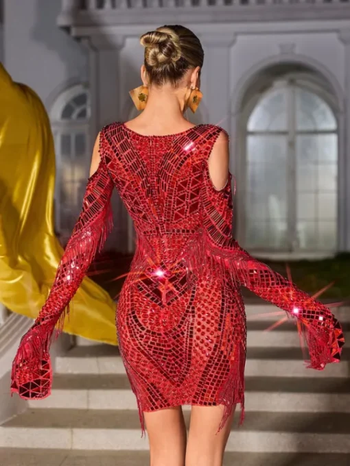 Embellishment | Dresses*Embellishment Gwyndara Rhinestone Fringe Acrylic Mini Dress