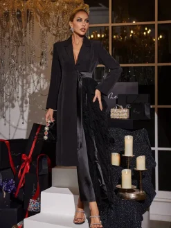 Coats & Jackets*Mew Mews Fashion Haban Tulle Trimmed Lapel Coat