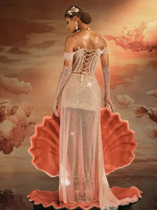 Embellishment | Dresses*Embellishment Haldor Off Shoulder Crystal Mesh Draped Maxi Dress