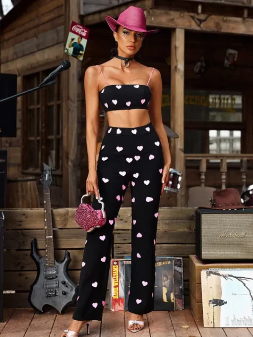 Sets & Co-ords*Mew Mews Fashion Harini Chain Heart Pants Set