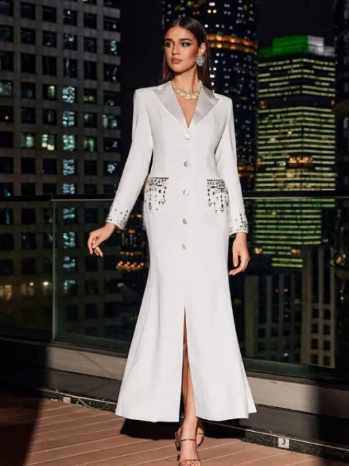 Dresses | Maxi Dresses*Mew Mews Fashion Hassan Rhinestone Blazer Dress In White