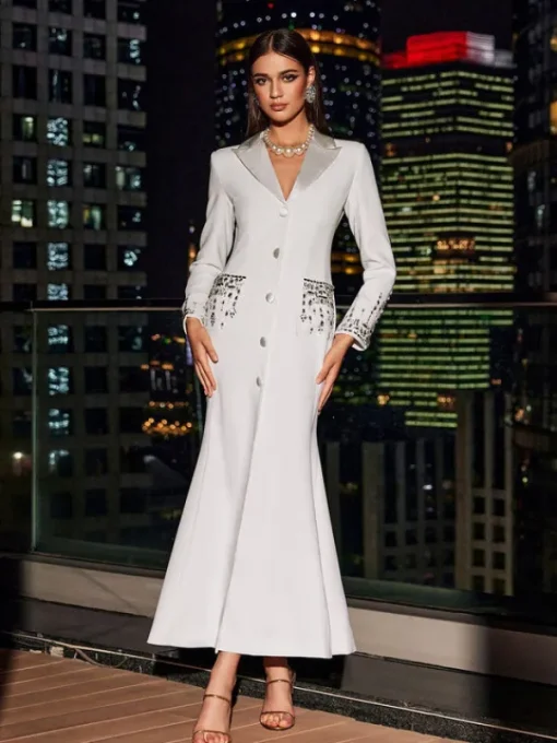 Dresses | Maxi Dresses*Mew Mews Fashion Hassan Rhinestone Blazer Dress In White