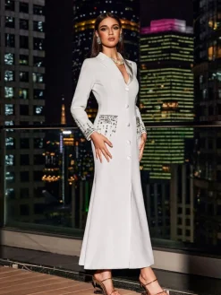 Dresses | Maxi Dresses*Mew Mews Fashion Hassan Rhinestone Blazer Dress In White