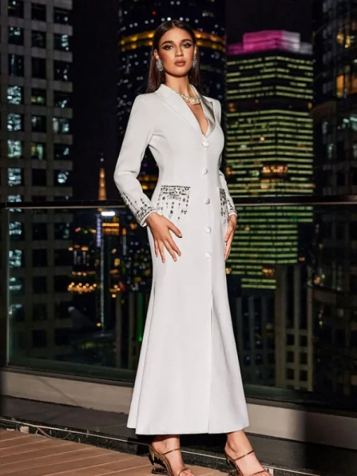 Dresses | Maxi Dresses*Mew Mews Fashion Hassan Rhinestone Blazer Dress In White