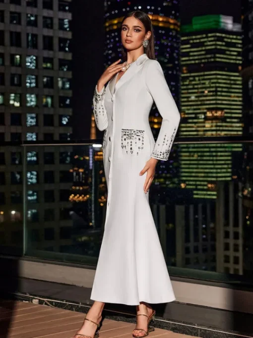 Dresses | Maxi Dresses*Mew Mews Fashion Hassan Rhinestone Blazer Dress In White