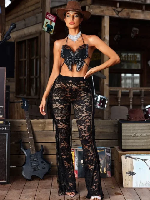 Pants & Shorts*Mew Mews Fashion Hayli See Through Lace Pants