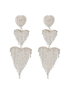 Earrings*Mew Mews Fashion Hazel Heart Tassel Drop Earrings