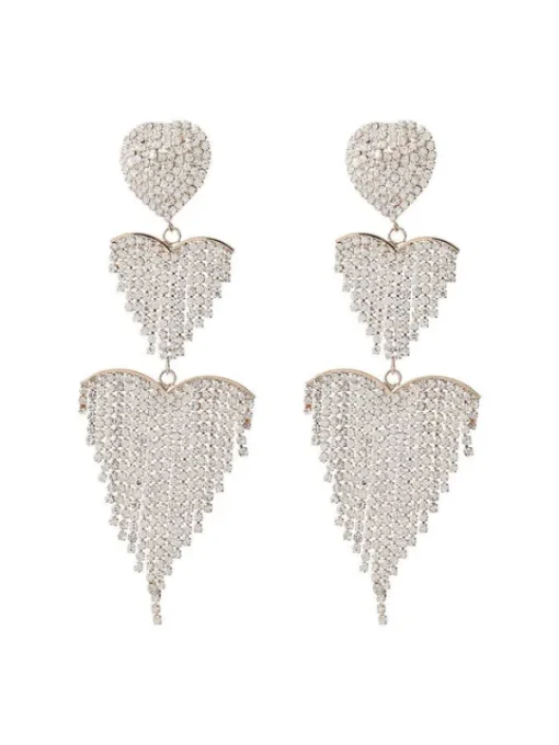 Earrings*Mew Mews Fashion Hazel Heart Tassel Drop Earrings