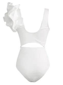 One Piece | Swimwear*Mew Mews Fashion Heather Ruffle Cutout One Piece Swimsuit