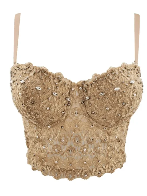 Tops*Mew Mews Fashion Hewitt Rhinestone Embroidered Top