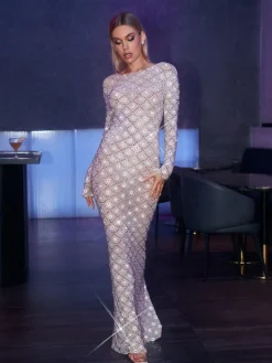 Embellishment | Dresses*Embellishment Holden Long Sleeve Embellished Maxi Dress In Light Nude