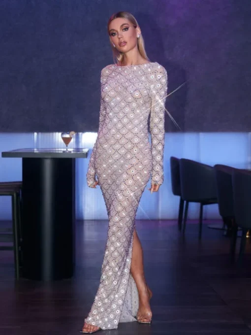 Embellishment | Dresses*Embellishment Holden Long Sleeve Embellished Maxi Dress In Light Nude