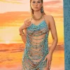 Beaded Wear | Dresses*Mew Mews Fashion O/S Huxley Beaded Fringe Dress In Blue
