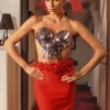 Armor Tops | Tops*Mew Mews Fashion O/S Iago Metallic Heart Drop Armor Top In Rose Gold