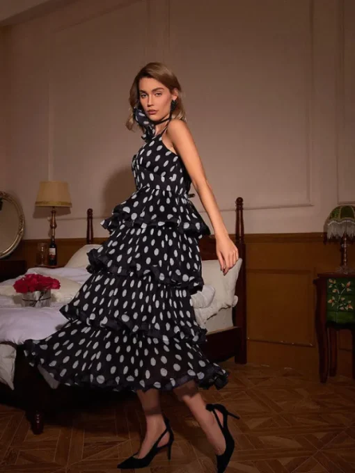 Dresses*Mew Mews Fashion Ilaria Spaghetti Dot Tiered Dress