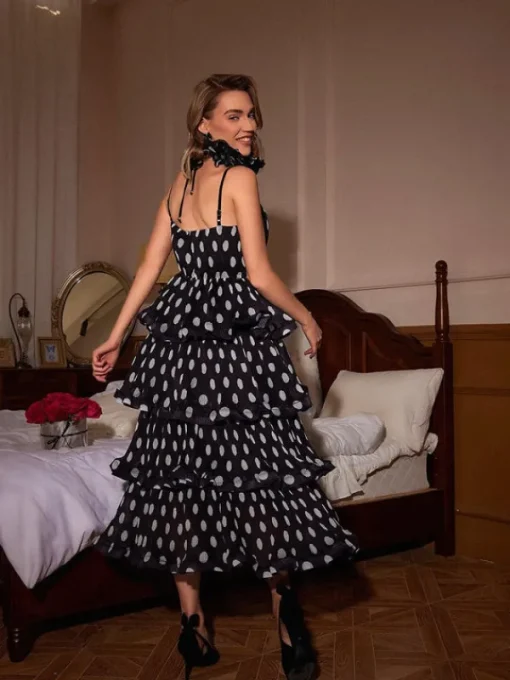 Dresses*Mew Mews Fashion Ilaria Spaghetti Dot Tiered Dress