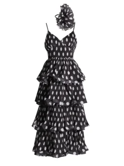 Dresses*Mew Mews Fashion Ilaria Spaghetti Dot Tiered Dress