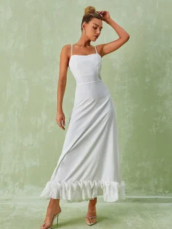 Dresses*Mew Mews Fashion Ilsa Spaghetti Maxi Dress In White