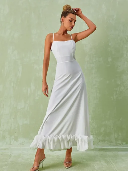 Dresses*Mew Mews Fashion Ilsa Spaghetti Maxi Dress In White