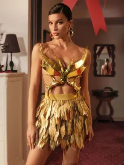 Armor Tops | Tops*Mew Mews Fashion O/S Ilya Butterfly Glossy Armor Top In Gold