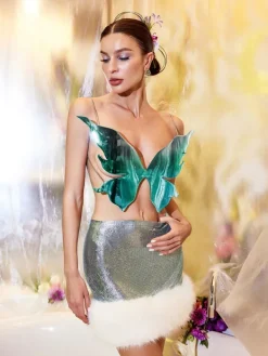 Armor Tops | Tops*Mew Mews Fashion O/S Ilya Butterfly Glossy Armor Top In Blue