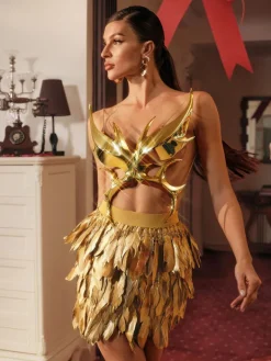 Armor Tops | Tops*Mew Mews Fashion O/S Ilya Butterfly Glossy Armor Top In Gold