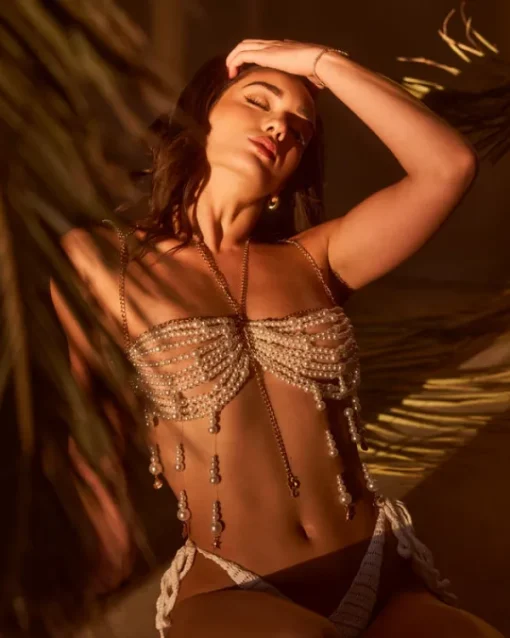 Beaded Wear | Tops*Mew Mews Fashion O/S Irving Fringe Pearl Beaded Bralette