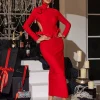 Dresses*Bandage Ishhara Long Sleeve Bow Cutout Dress