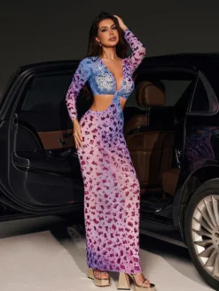 Embellishment | Dresses*Embellishment Issa Ombre Rhinestone Cutout Maxi Dress