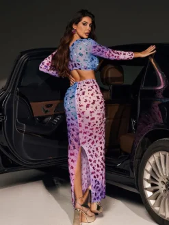 Embellishment | Dresses*Embellishment Issa Ombre Rhinestone Cutout Maxi Dress
