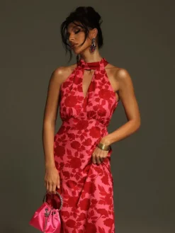 Dresses | Midi Dresses*Mew Mews Fashion Jacki Halterneck Floral Cutout Midi Dress