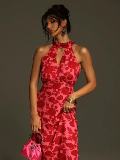 Dresses | Midi Dresses*Mew Mews Fashion Jacki Halterneck Floral Cutout Midi Dress