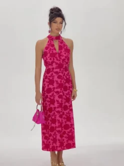 Dresses | Midi Dresses*Mew Mews Fashion Jacki Halterneck Floral Cutout Midi Dress