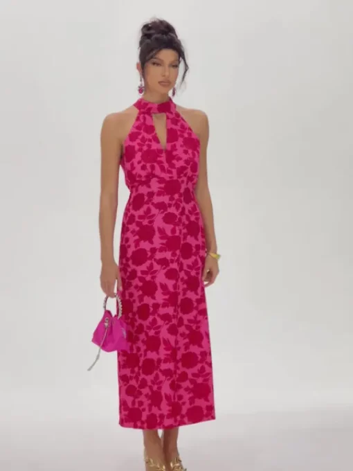 Dresses | Midi Dresses*Mew Mews Fashion Jacki Halterneck Floral Cutout Midi Dress