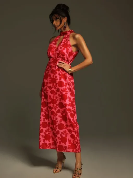 Dresses | Midi Dresses*Mew Mews Fashion Jacki Halterneck Floral Cutout Midi Dress