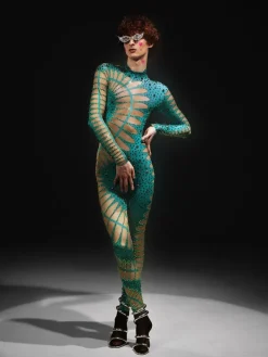 Embellishment*Embellishment Jadon Hollow Printed Rhinestone Jumpsuit