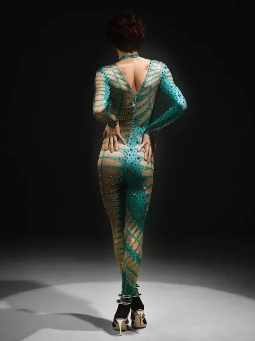 Embellishment*Embellishment Jadon Hollow Printed Rhinestone Jumpsuit