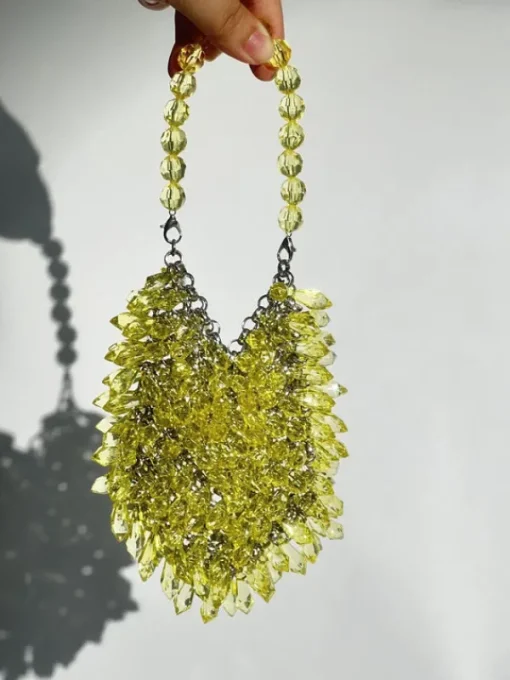 Bags*Mew Mews Fashion Jael Drip Yellow Rhinestone Mini Clutch